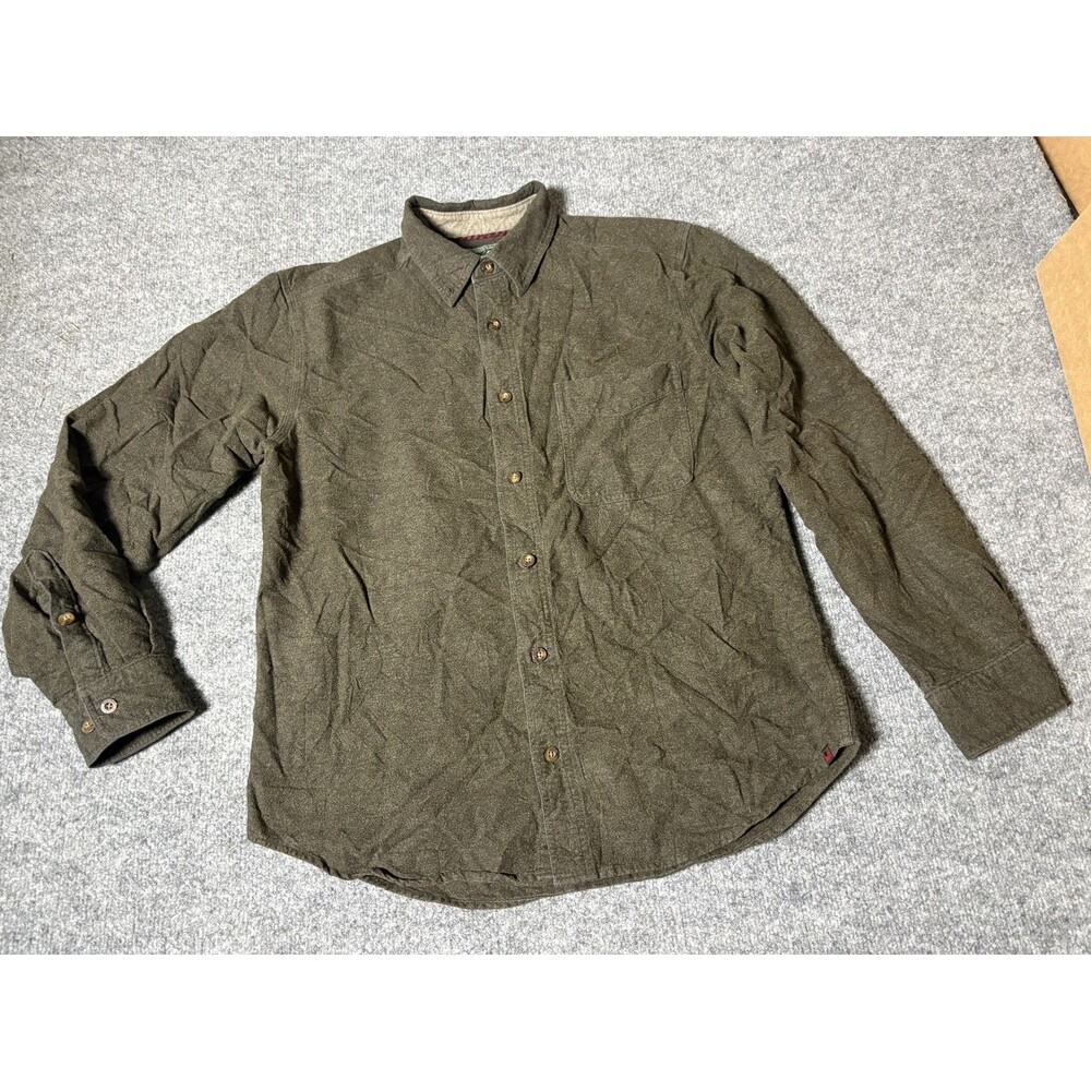 Woolrich Shirt Mens M Brown Long Sleeve Dark Wood Heather Flannel Button-Up